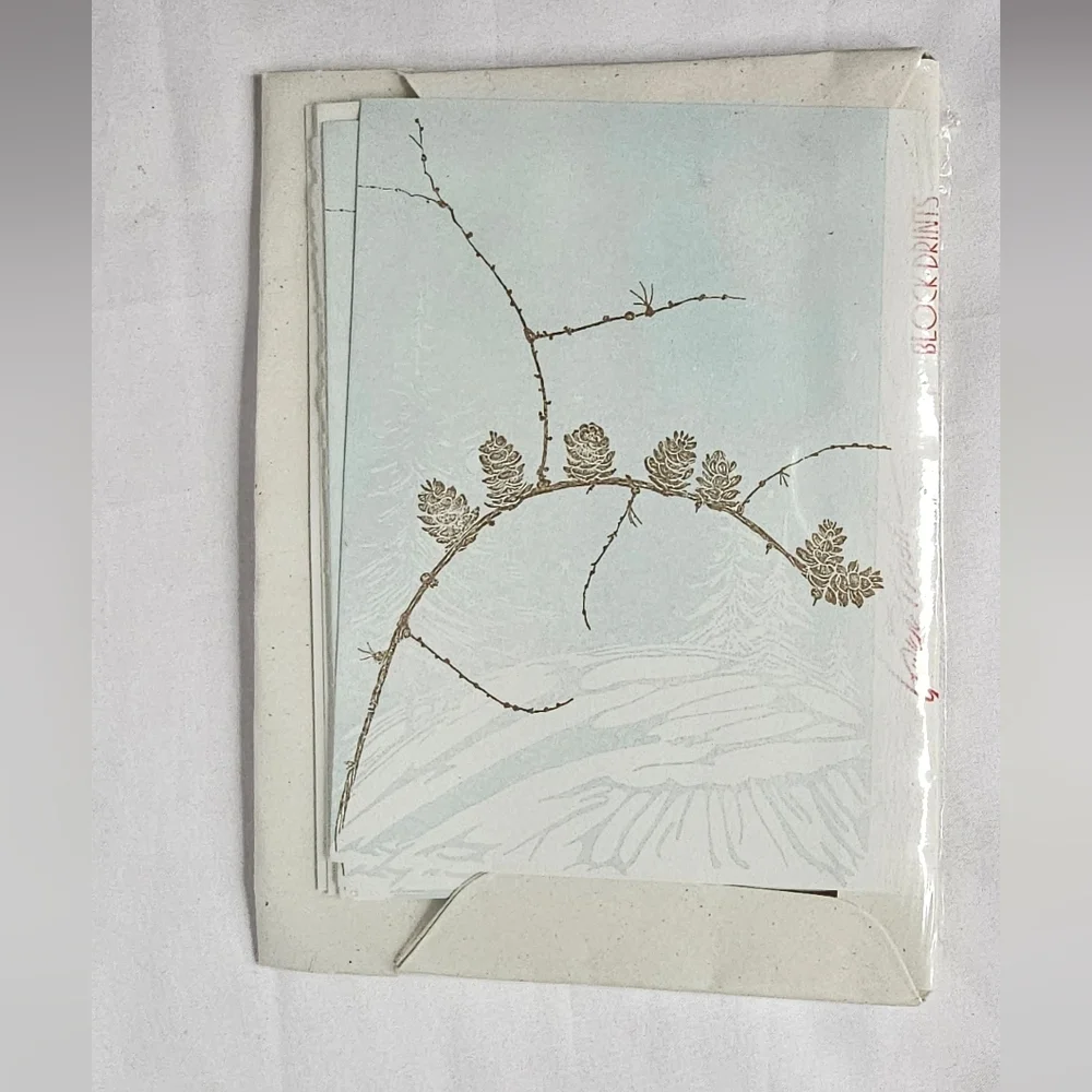 Gwen Frostic Original Block Prints Stationery Set Vtg Michigan Nature Trees NOS